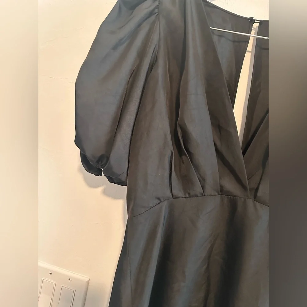 Ronny Kobo Mindy Puff Sleeve Mini Dress in Black